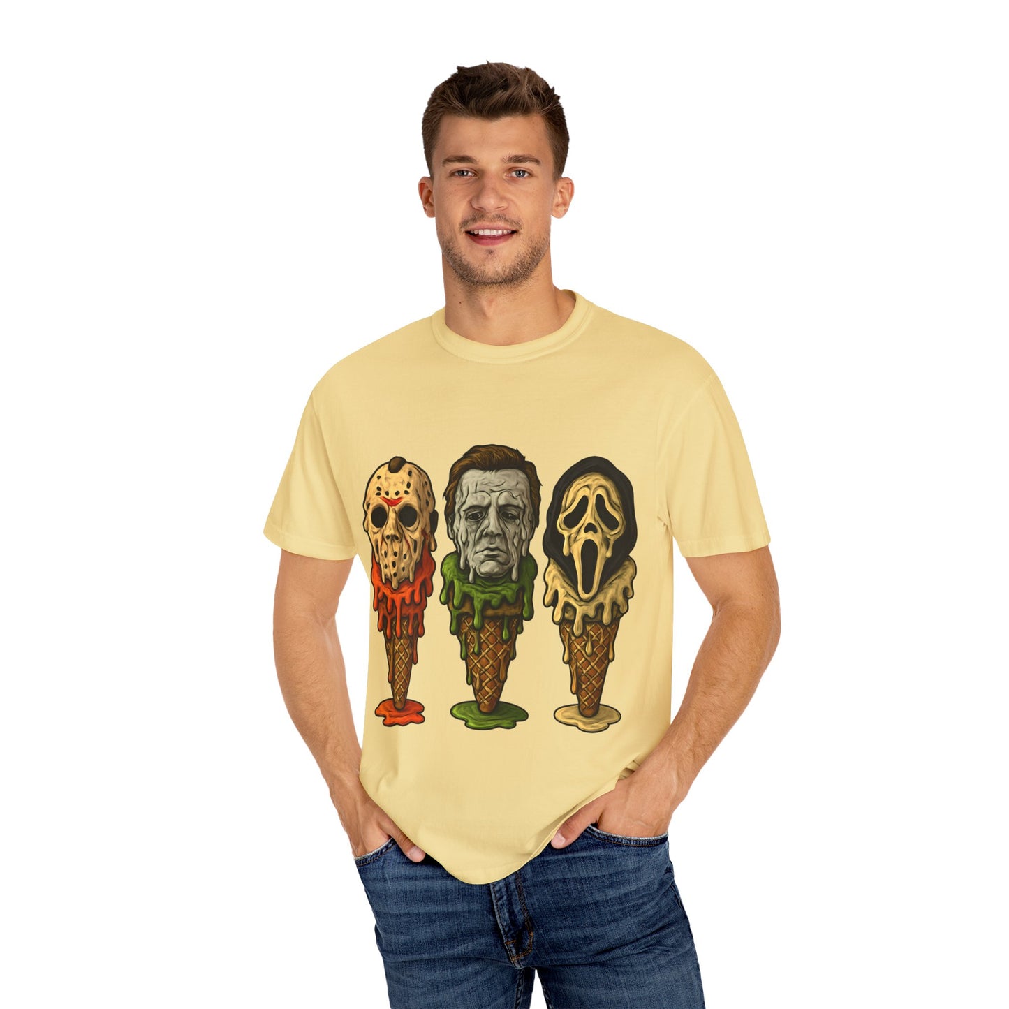 Halloween Horror Movie T-Shirt with Iconic Characters, Unisex Casual Tee for Gifting, Summer Fun, Halloween Costume, Movie Lovers