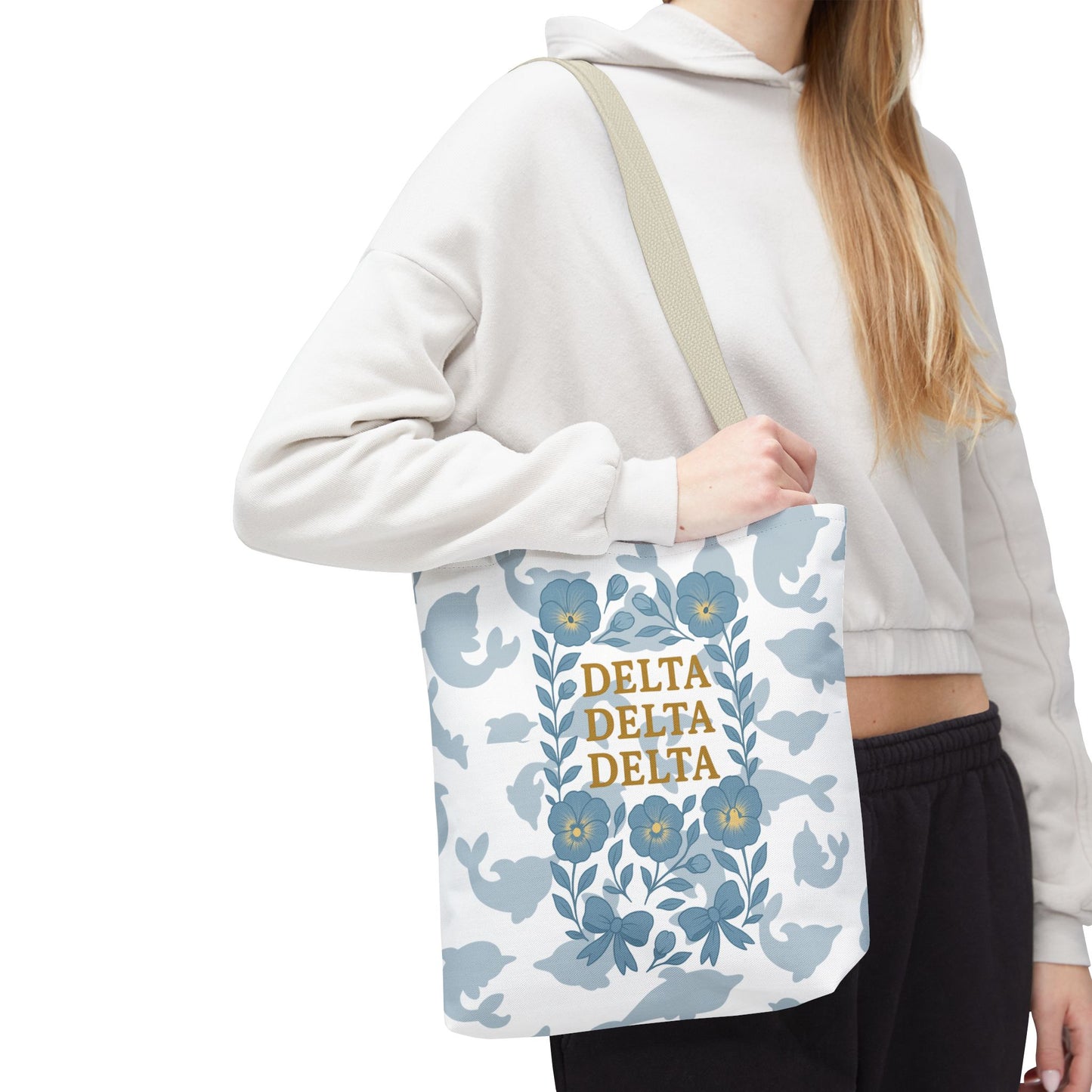 Delta Delta Delta Floral Tote Bag | Sorority Gift | Reusable Shopping Bag | Summer Accessory | Eco-Friendly Bag | Stylish Storage
