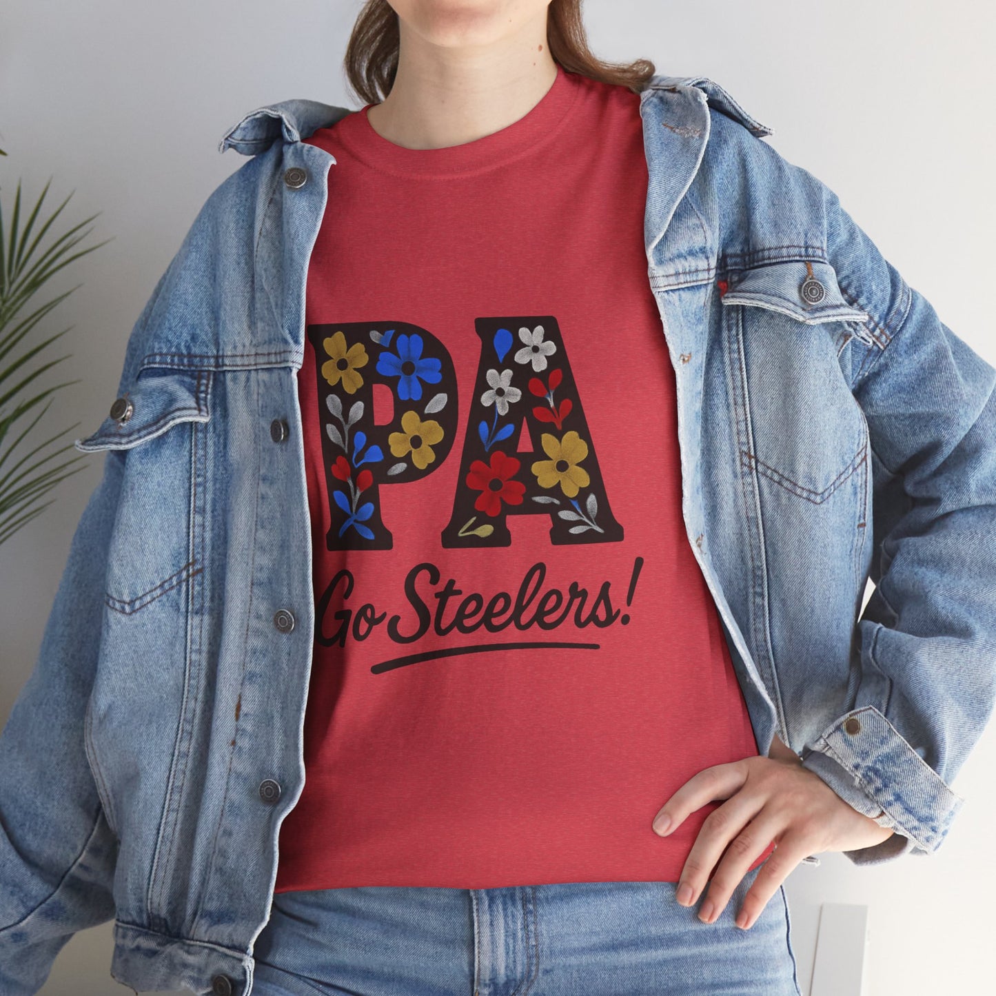 Sports Fan Tee - Floral PA Go Steelers Unisex Heavy Cotton Tee