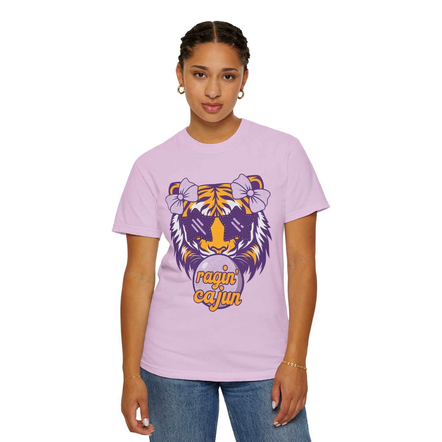 Ragin Cajun Bow Bubble Tiger T-Shirt - Casual Wear and Gift for Animal Lovers