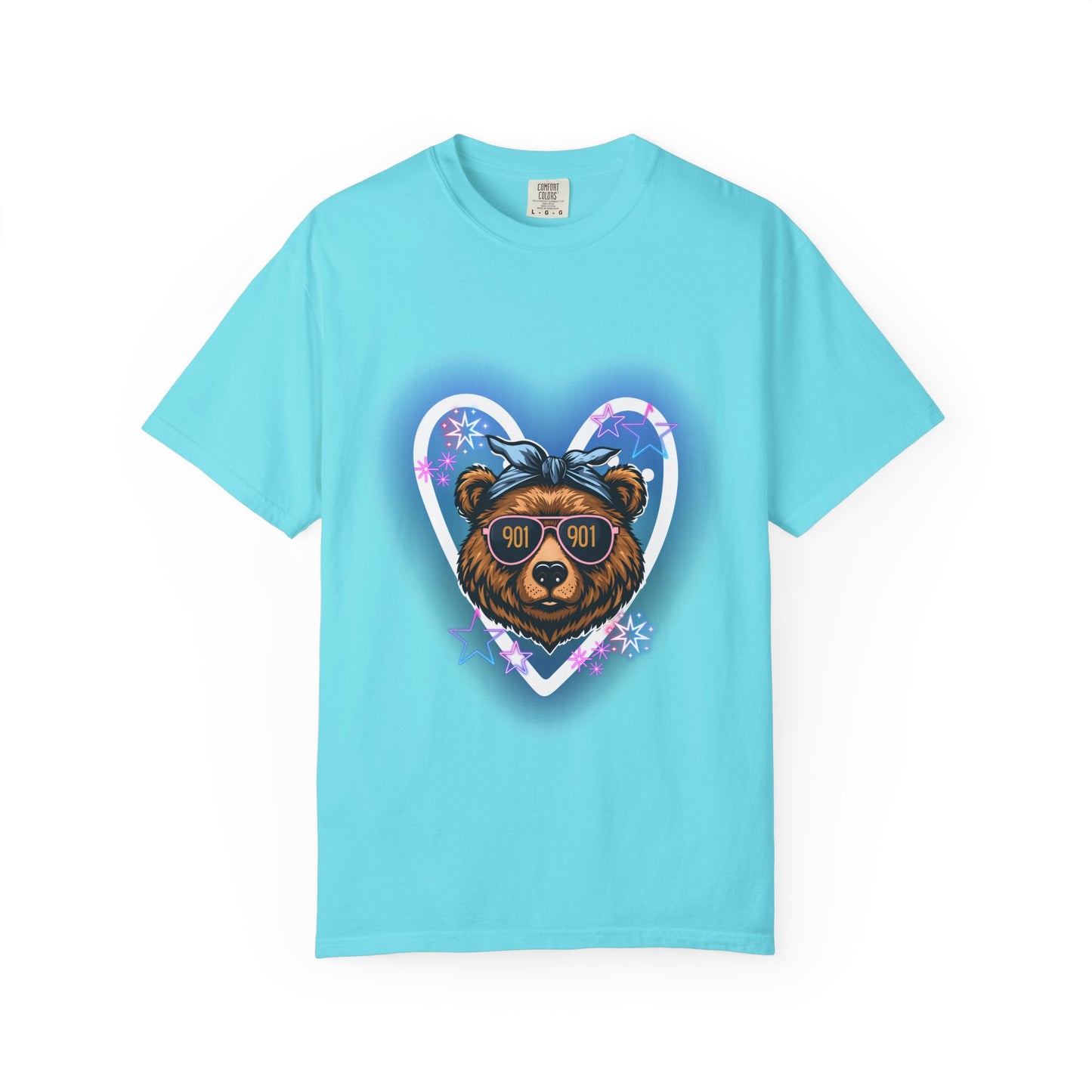 Neon Memphis Bear Graphic T-Shirt, Unisex Fashion Tee, Trendy Apparel, Memphis Grizz, 901 Memphis, Retro Design, Comfort Colors, Memphis Basketball Fan