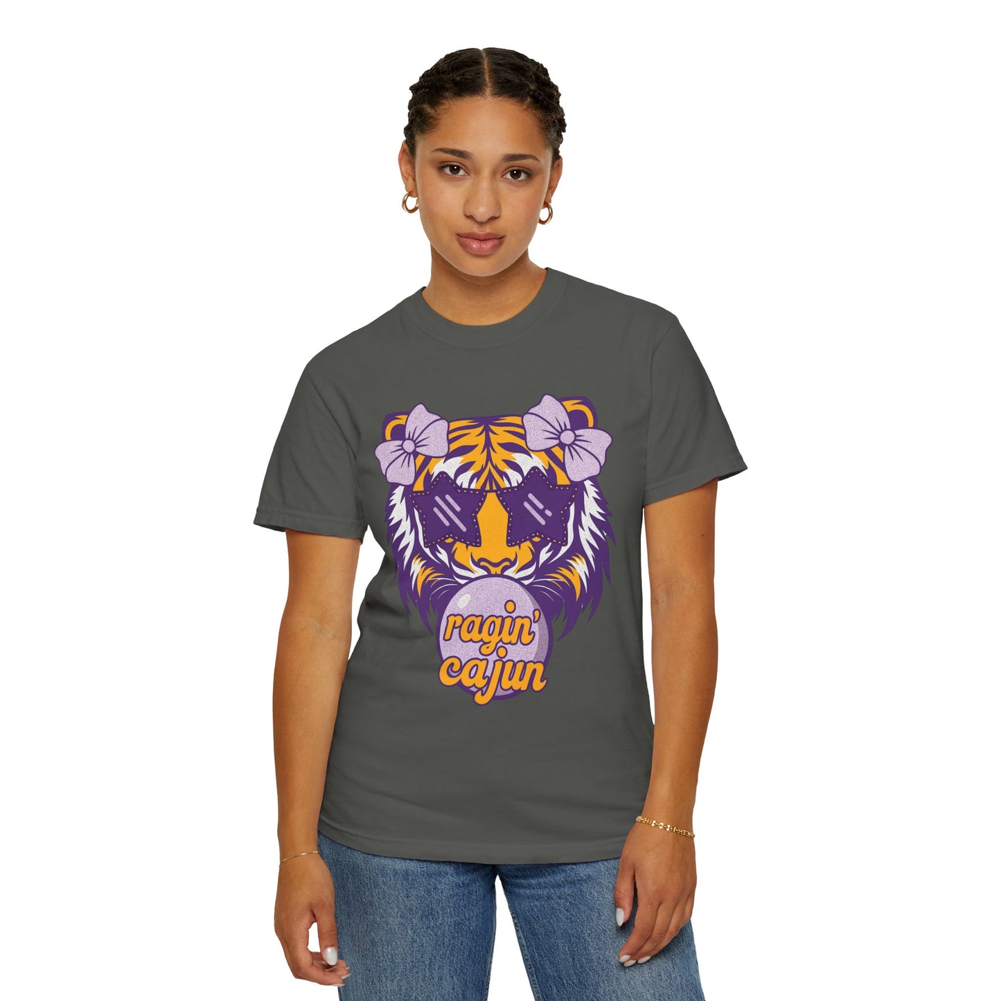 Ragin Cajun Bow Bubble Tiger T-Shirt - Casual Wear and Gift for Animal Lovers
