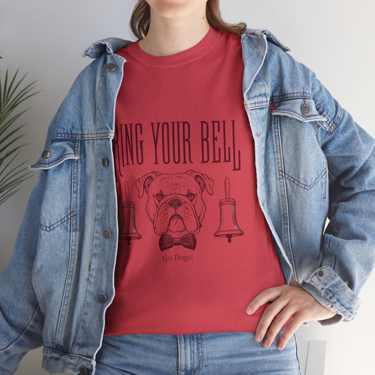 Dog Lover's Unisex Heavy Cotton Tee | 'Ring Your Bell' Shirt, Bulldog Tee, Pet Owner Gift, Funny Dog Apparel, Casual Wear