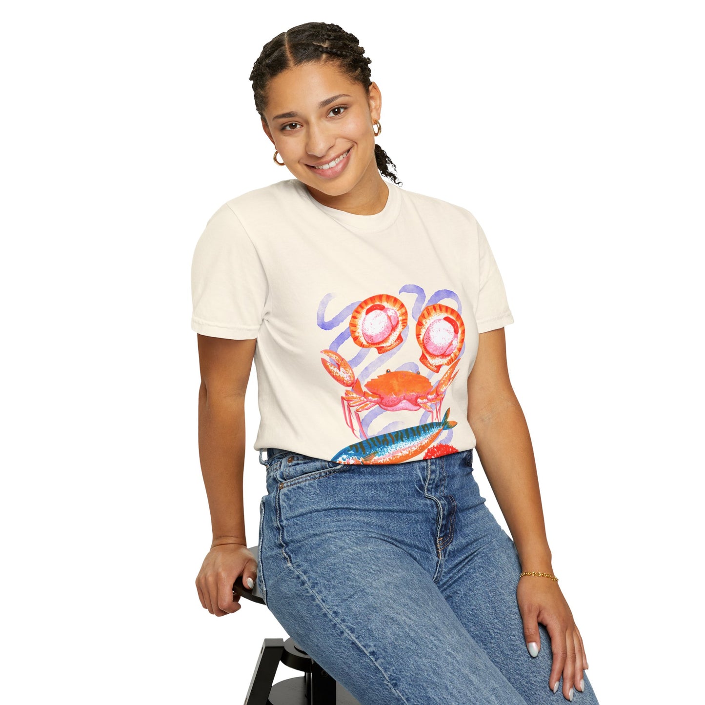 Retro Seafood Graphic T-Shirt - Fresh Catch Comfort Colors Tee