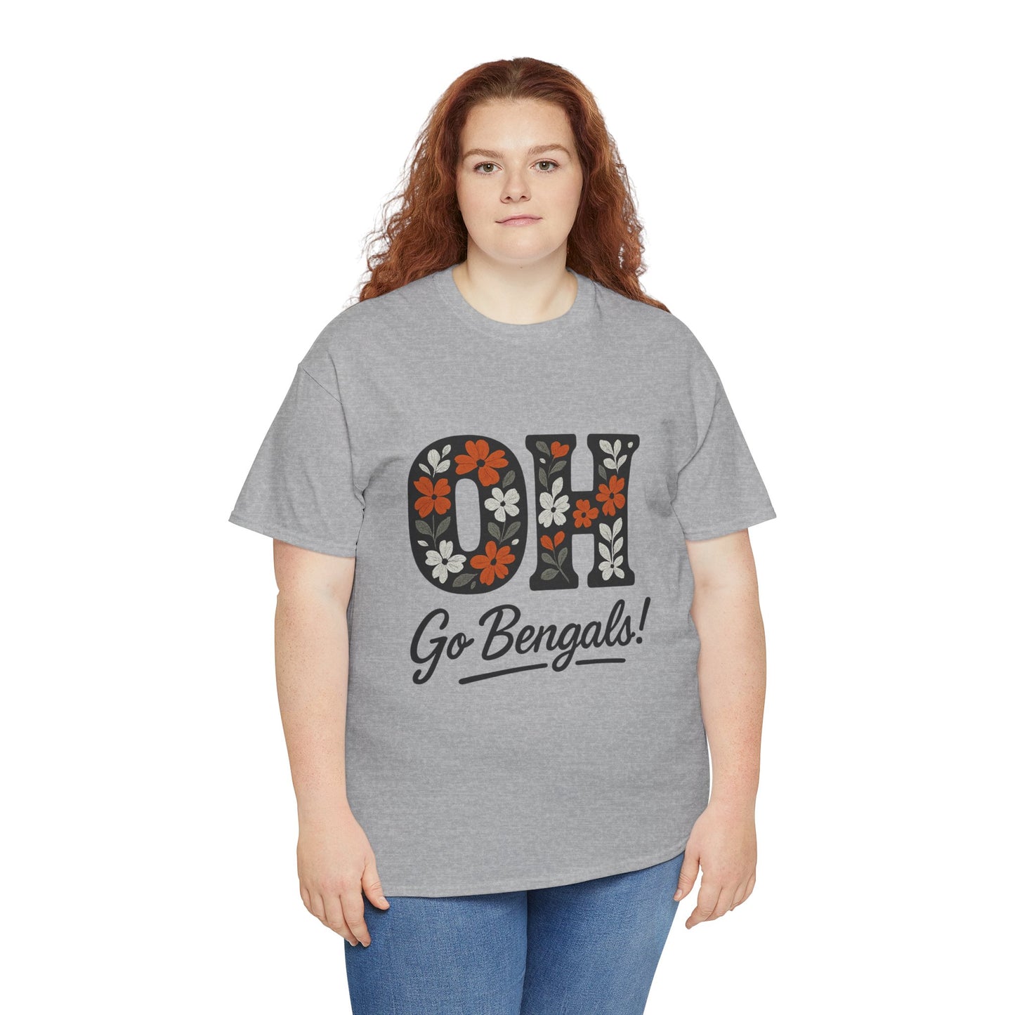 Bengals Floral Tee - Unisex Heavy Cotton