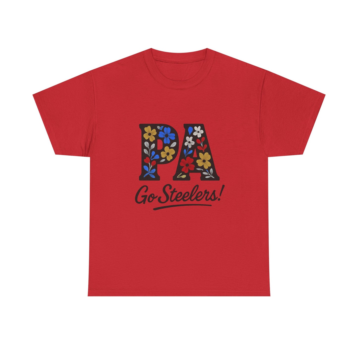 Sports Fan Tee - Floral PA Go Steelers Unisex Heavy Cotton Tee