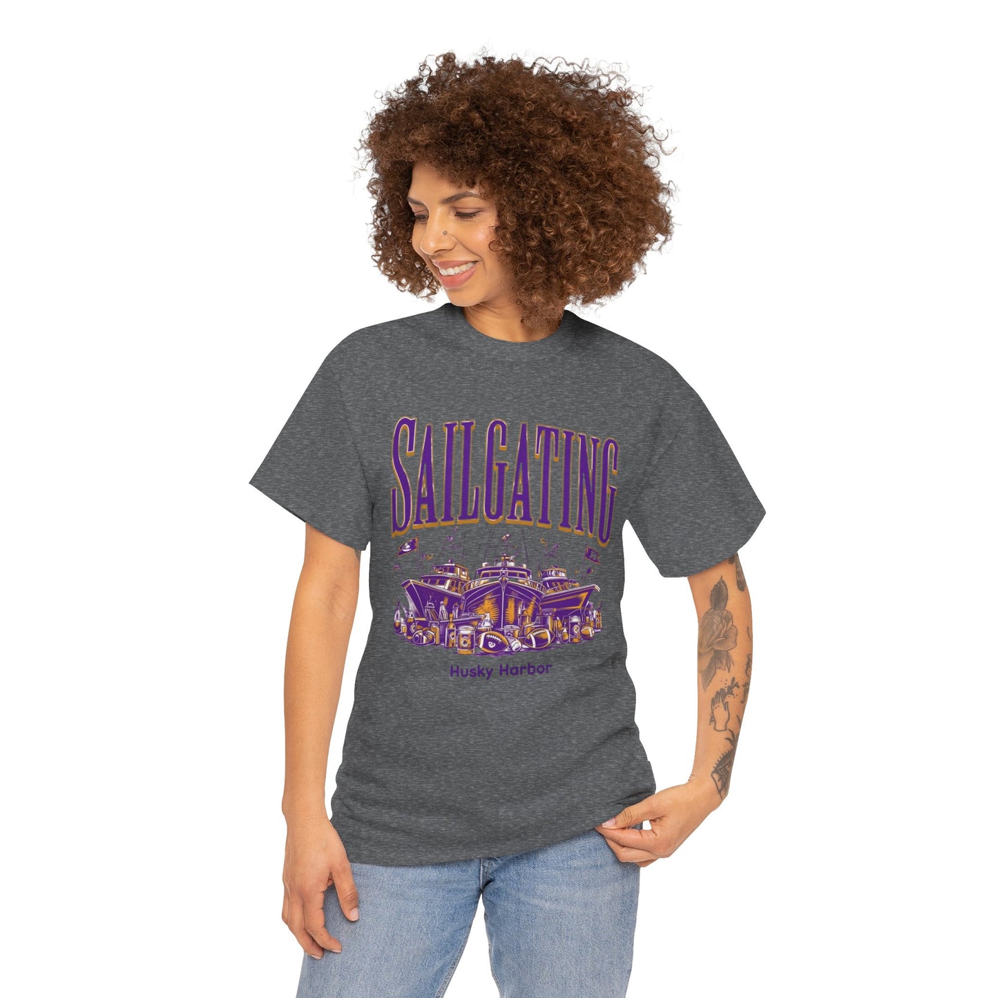 Sailgating Tee - Washington Huskies Unisex Heavy Cotton Shirt