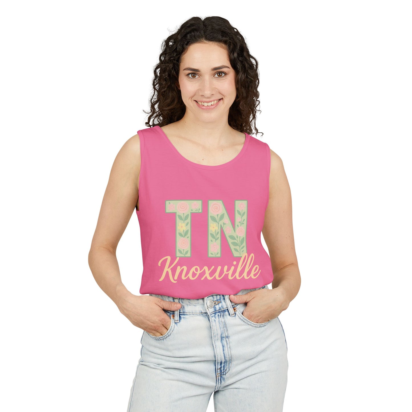 Tennessee Floral Tank Top, Unisex Sleeveless Shirt, Summer Tee, Casual Wear, Gift for Her, Comfort Colors, Graduation Gift, Rocky Top