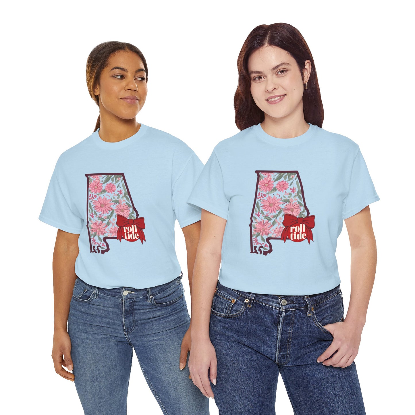 Floral Alabama Tee - Roll Tide Unisex Heavy Cotton T-Shirt, Casual Wear, Game Day Outfit, College Apparel, Southern Pride