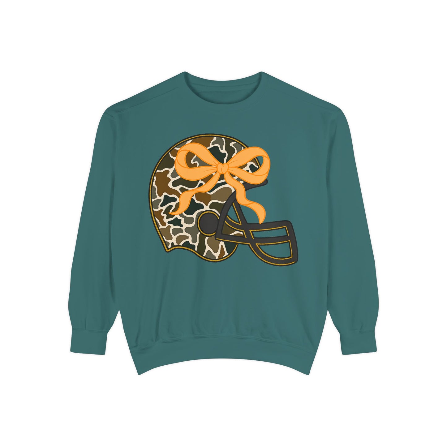 Comfort colors sweatshirt Camo Helmet Design, Casual Athletic Wear, Unisex Fall Fashion, Gift for Sports Fans