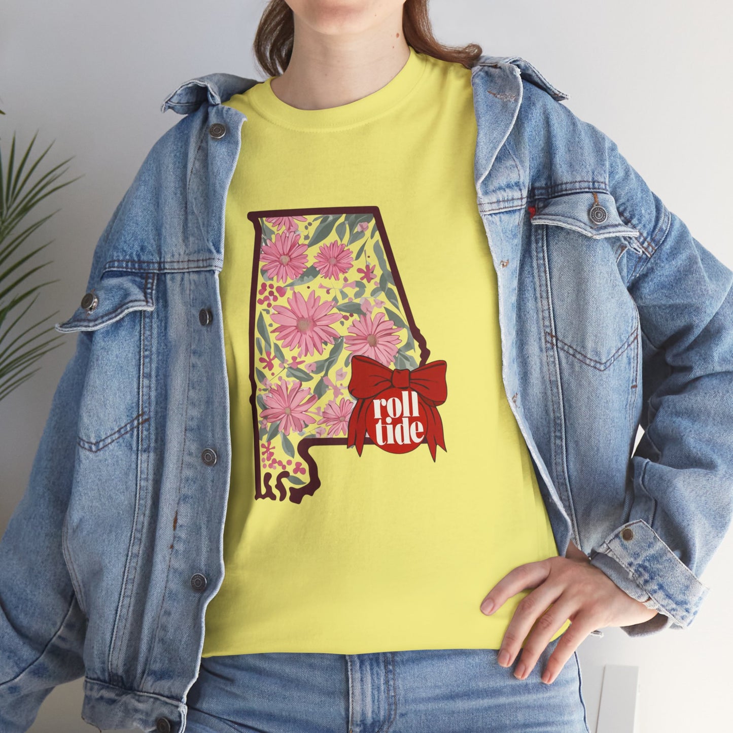 Floral Alabama Tee - Roll Tide Unisex Heavy Cotton T-Shirt, Casual Wear, Game Day Outfit, College Apparel, Southern Pride