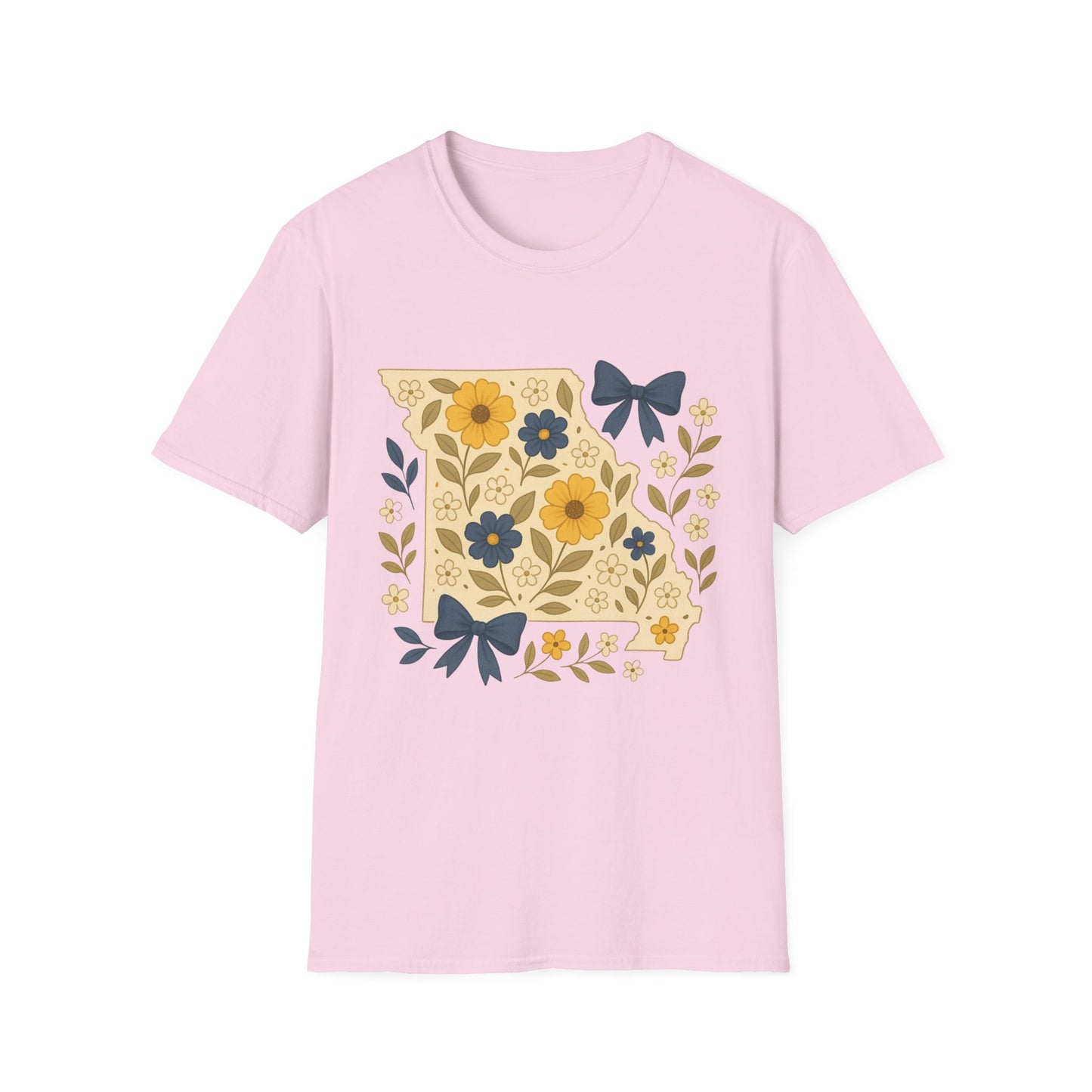 Missouri Floral Unisex T-Shirt, Softstyle Tee, Gift for Her, Spring Fashion, Casual Wear, Personalized Shirt, Eco-Friendly Apparel
