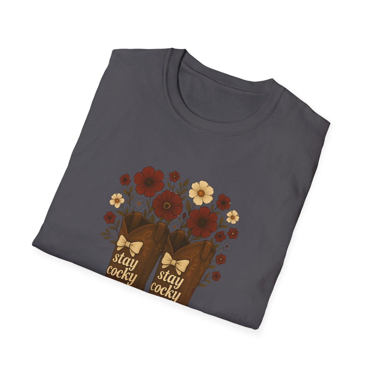 Sc stay cocky coquette t-shirt, Lucky Cowboy Boots T-Shirt, Country Style Tee, Floral Graphic Shirt, Gift for sc fan, go gamecocks, sc game day, graduation gift, college student gift