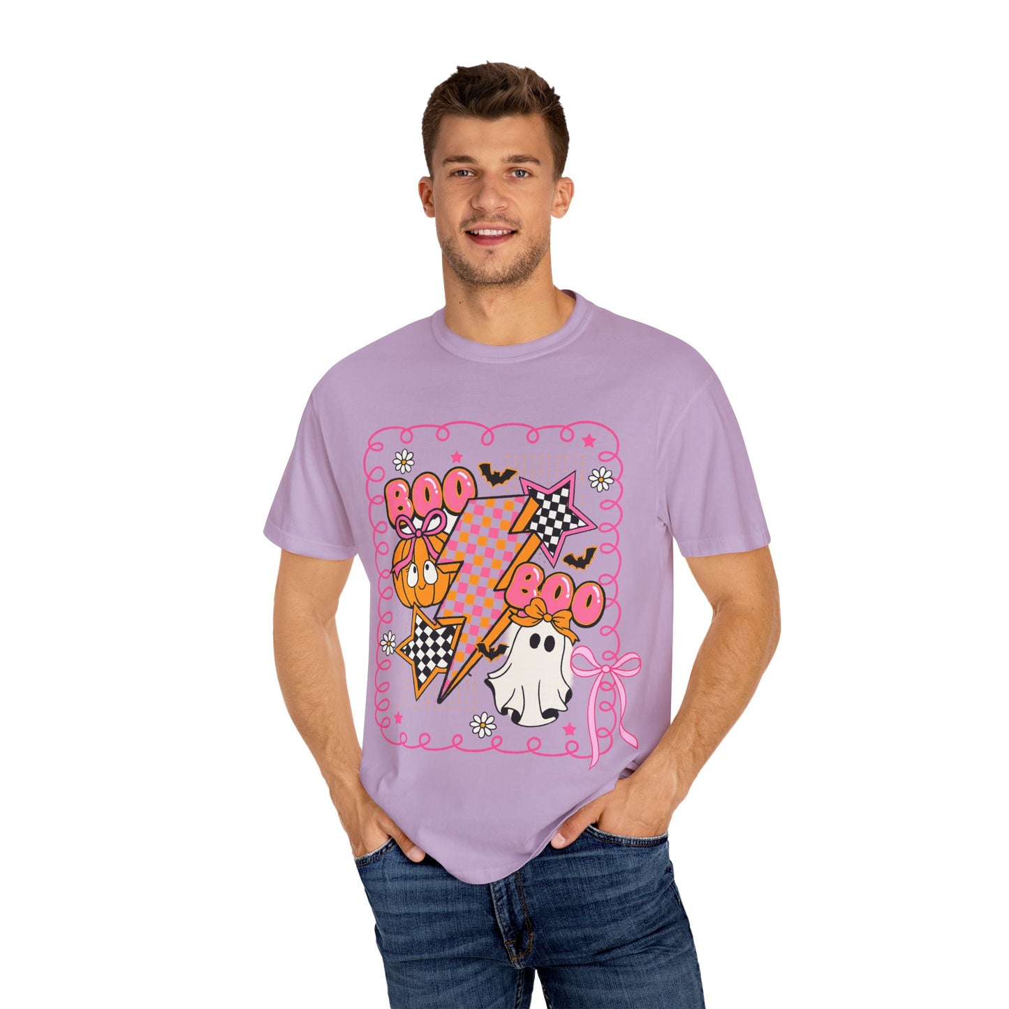 Retro Design Orange & Pink Unisex Halloween T-Shirt