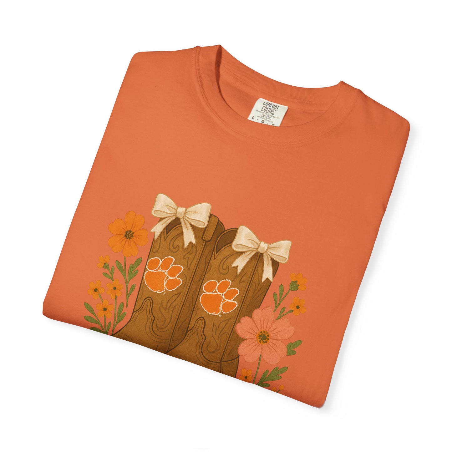 Cowgirl Boots Floral T-Shirt, Go Tigers Game Day, Comfort Colors