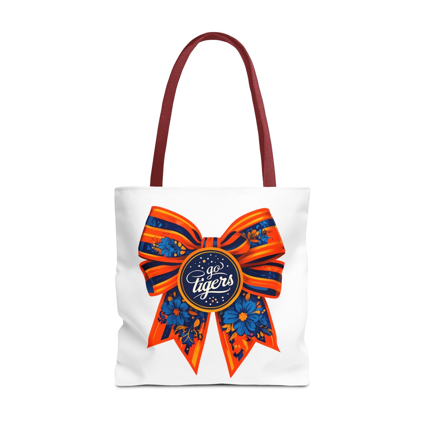 Cheerful Floral Tote Bag - Go Tigers, Sports Fan Gift, Custom Tote, Floral Design, Game Day Bag, Personalized Shopping Bag