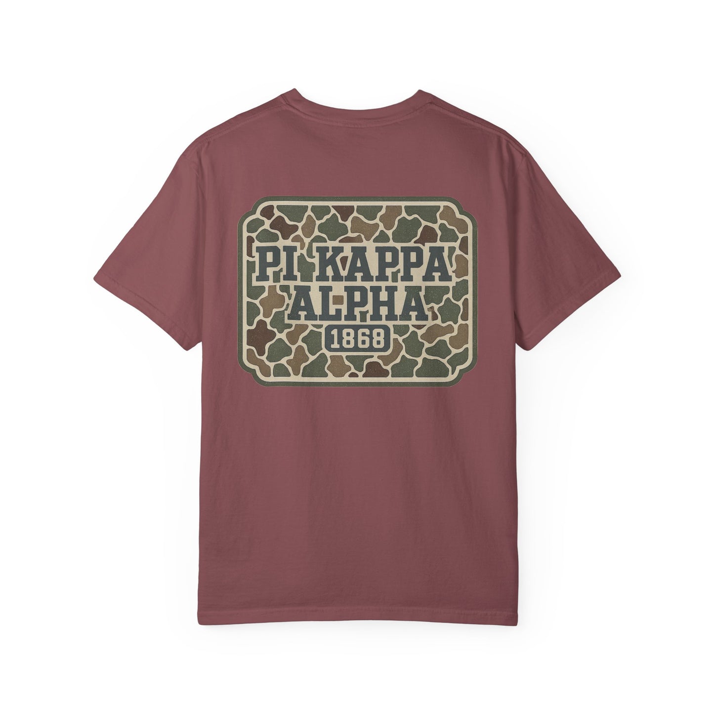 PiKappaAlpha Camouflage T-Shirt | Unisex Garment-Dyed Tee | Casual Wear, Greek Life Apparel, College Gifts, Brotherhood Shirt, Event [...]