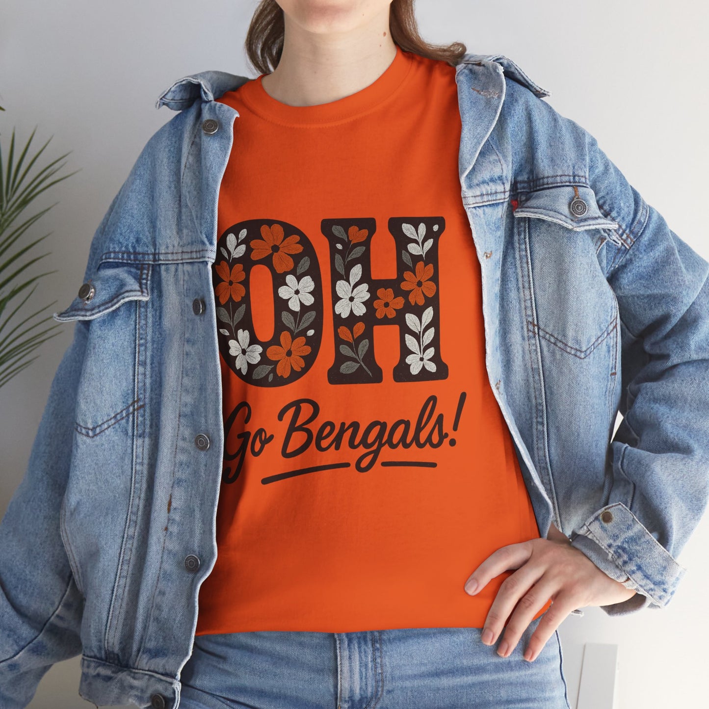 Bengals Floral Tee - Unisex Heavy Cotton