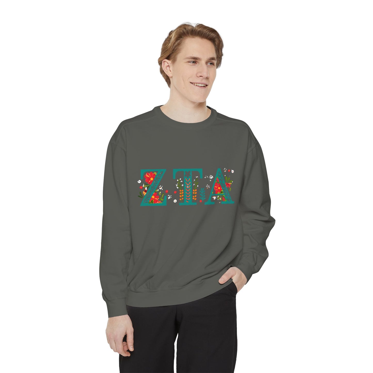 Floral ZTA Unisex Sweatshirt - Cozy Sweater for Sorority Sisters, Perfect Gift, Casual Wear, Spring Outfits, College Apparel