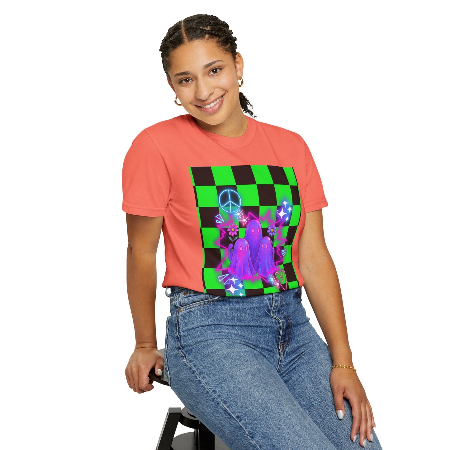 Vibrant Ghost Graphic Tee, Unisex T-shirt, Retro Vibe Shirt, Perfect for Halloween, Party Wear, Casual Style, Unique Gift