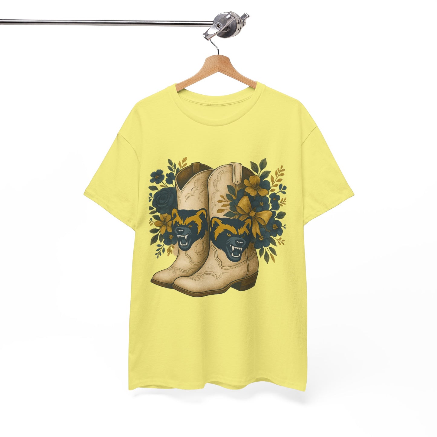 Graphic Tee - Michigan Wolverines Maize and Blue Country Chic Floral Cowboy Boots Vintage Style Shirt