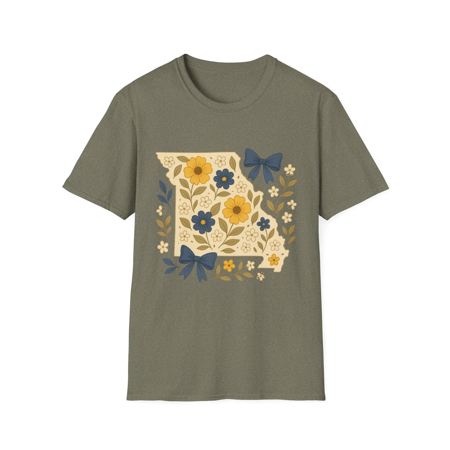 Missouri Floral Unisex T-Shirt, Softstyle Tee, Gift for Her, Spring Fashion, Casual Wear, Personalized Shirt, Eco-Friendly Apparel
