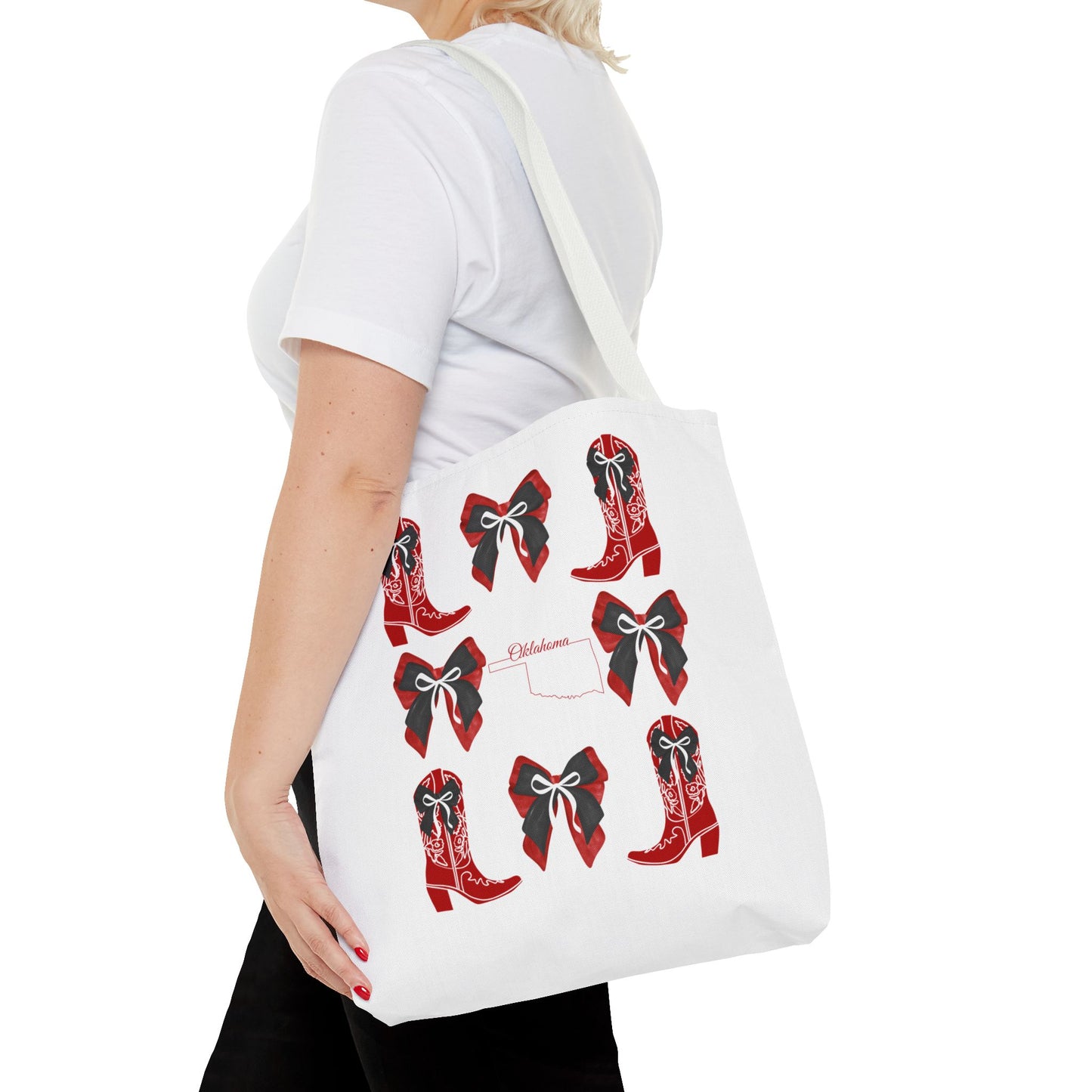 Tote Bag - Oklahoma Game Day Coquette Bow Design Fan Gift