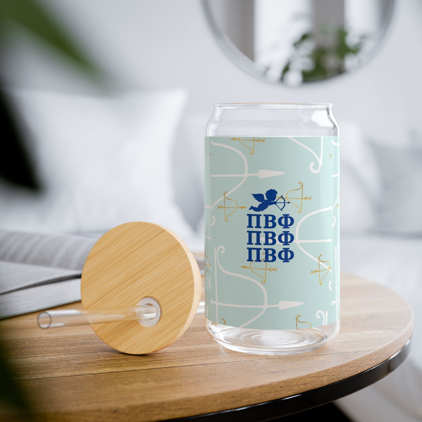 Pi Beta Phi Sipper Glass with Custom Design, Personalized Drinkware, Greek Life, Sorority Gift, Sisterhood