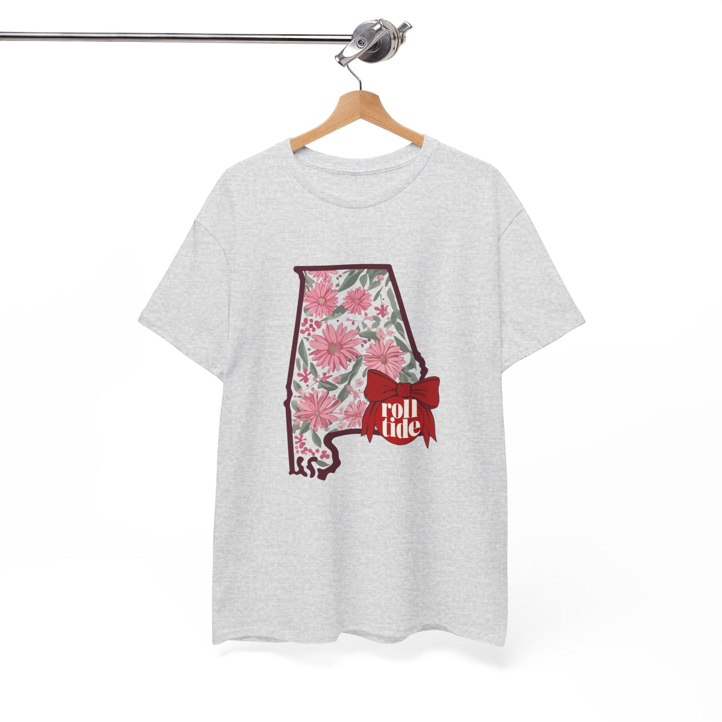 Floral Alabama Tee - Roll Tide Unisex Heavy Cotton T-Shirt, Casual Wear, Game Day Outfit, College Apparel, Southern Pride