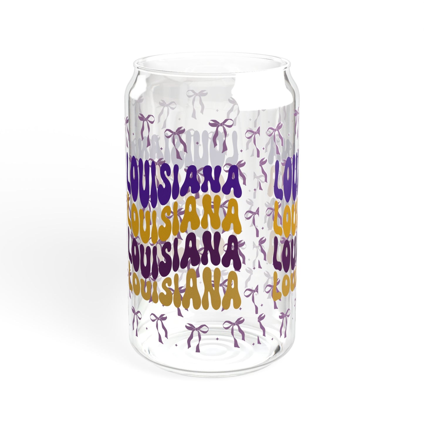 Coquette Bow Louisiana Sipper Glass, 16oz | Tropical Drinkware, Eco-Friendly Cup, Unique Gift, louisiana tiger fan gift, graduation gift, geaux tigers