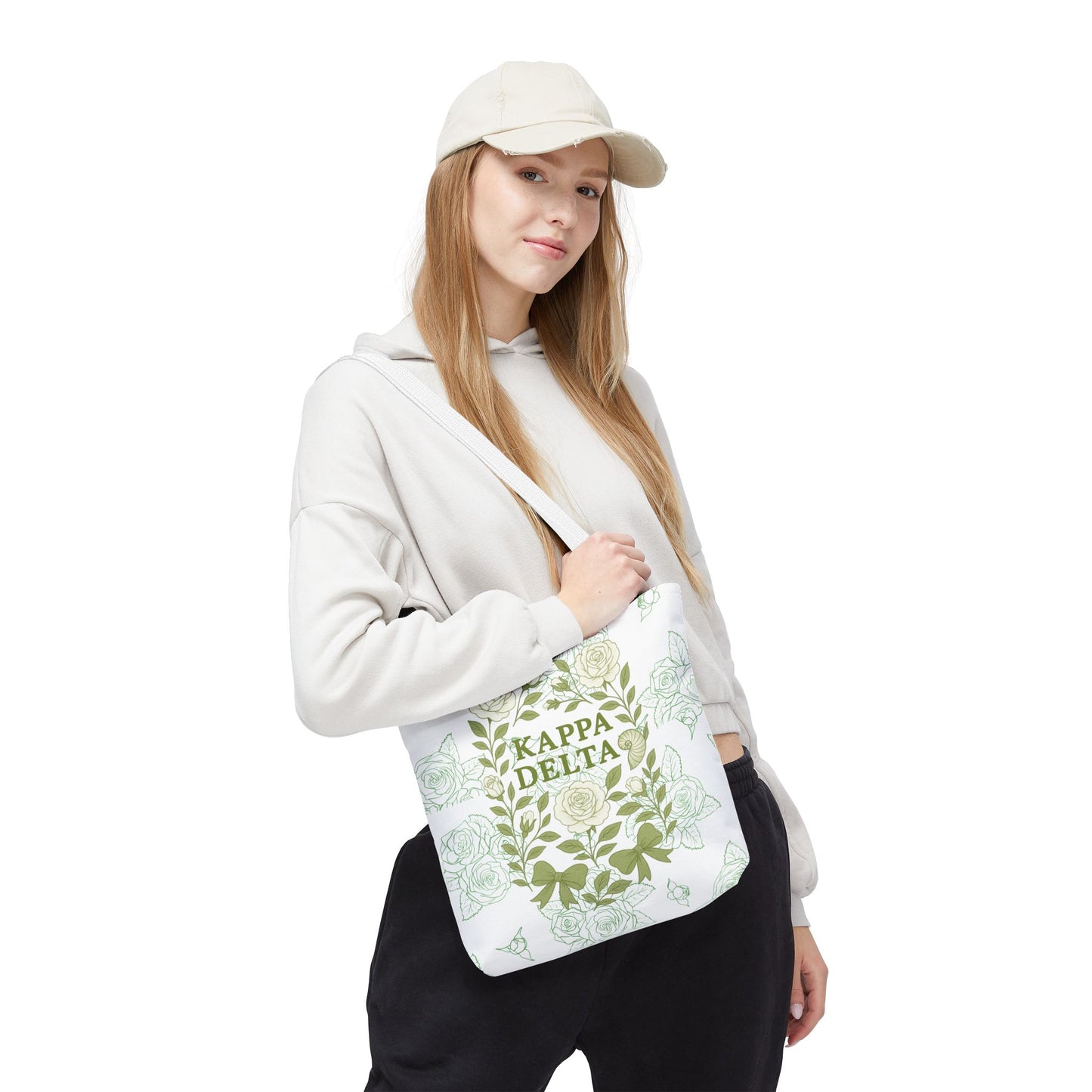 Elegant Kappa Delta Tote Bag, Floral AOP Design, Sorority Bag, Gift for Sisters, Eco-Friendly Shopping Bag