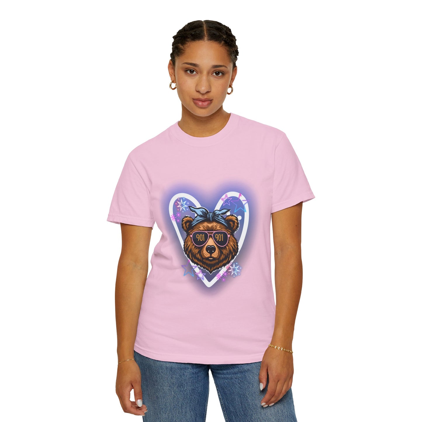 Neon Memphis Bear Graphic T-Shirt, Unisex Fashion Tee, Trendy Apparel, Memphis Grizz, 901 Memphis, Retro Design, Comfort Colors, Memphis Basketball Fan