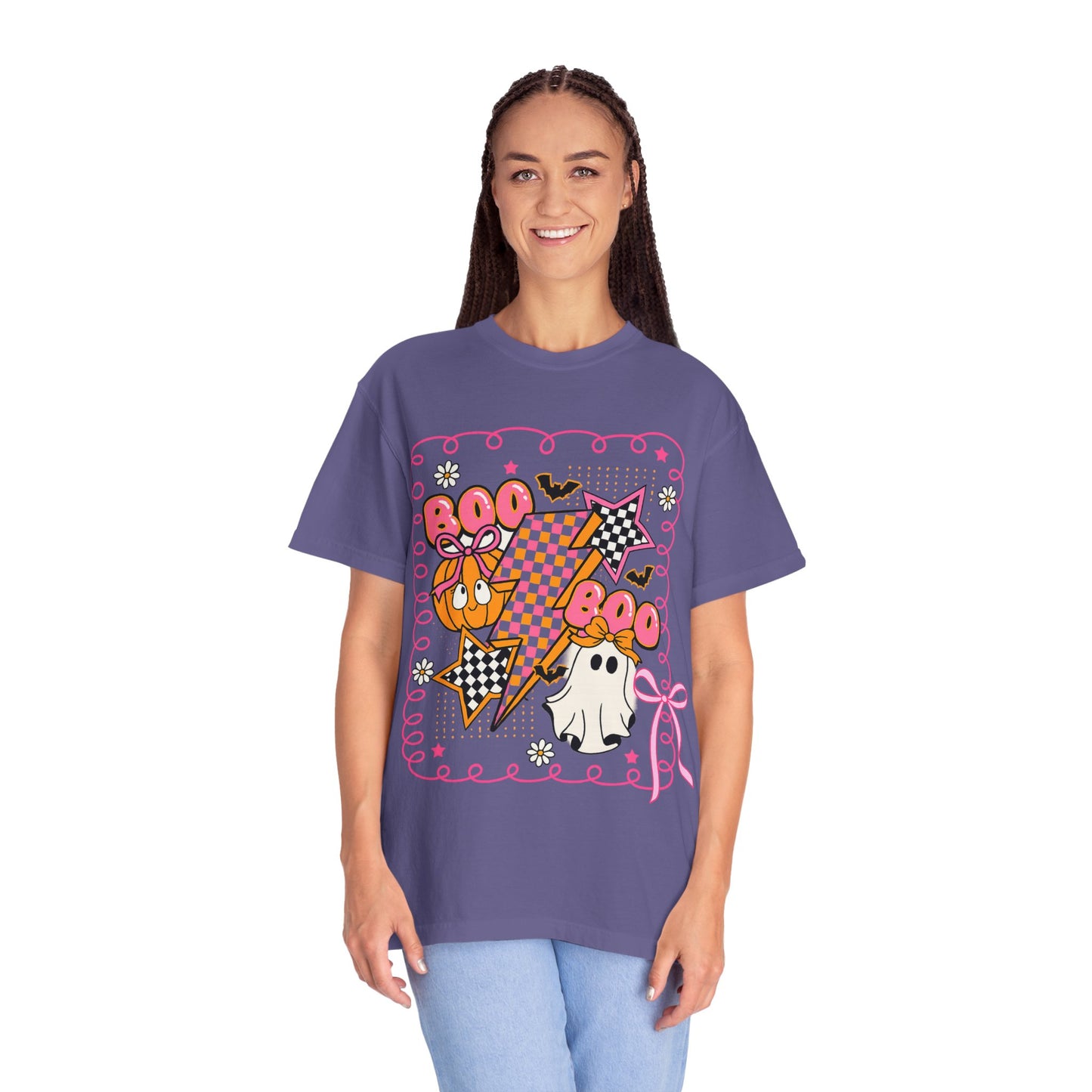 Retro Design Orange & Pink Unisex Halloween T-Shirt