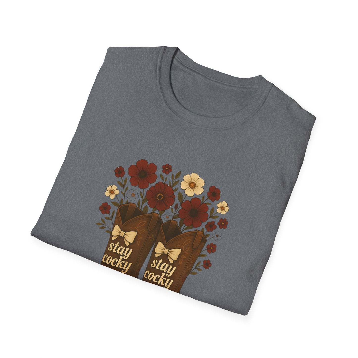 Sc stay cocky coquette t-shirt, Lucky Cowboy Boots T-Shirt, Country Style Tee, Floral Graphic Shirt, Gift for sc fan, go gamecocks, sc game day, graduation gift, college student gift