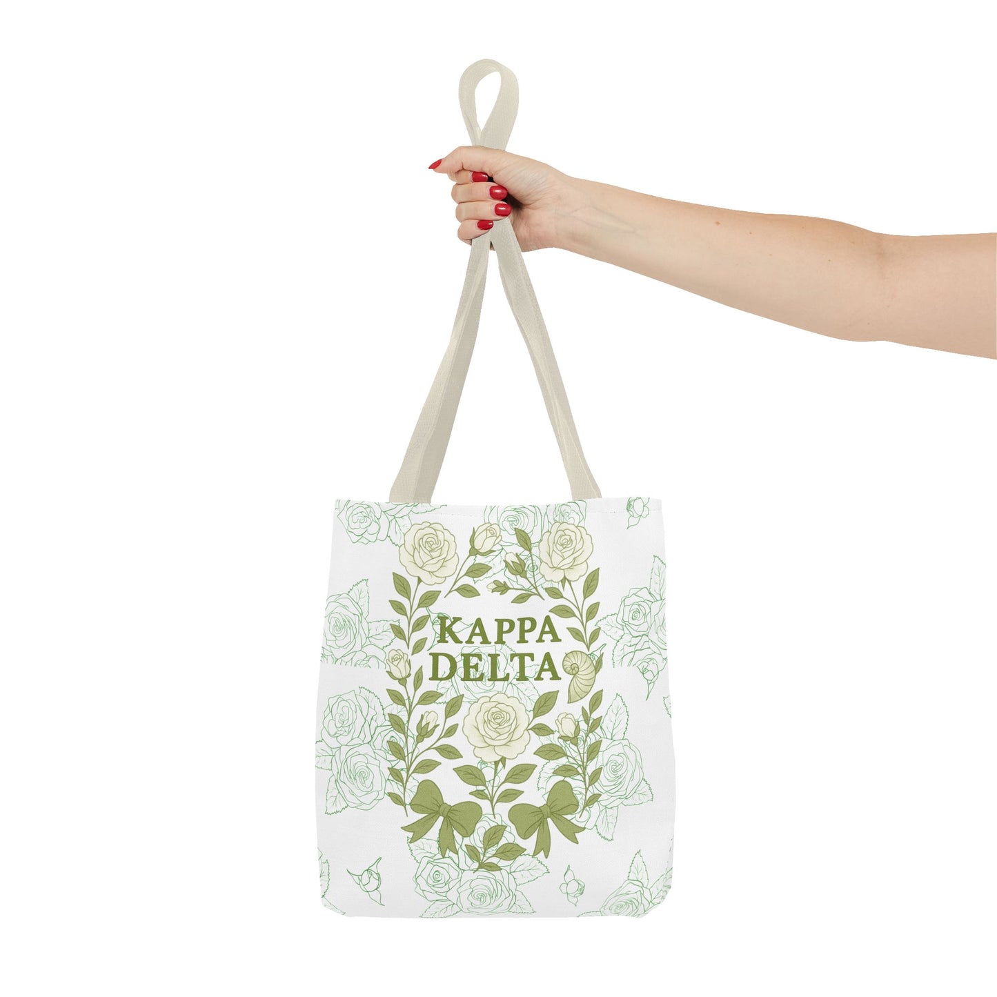 Elegant Kappa Delta Tote Bag, Floral AOP Design, Sorority Bag, Gift for Sisters, Eco-Friendly Shopping Bag