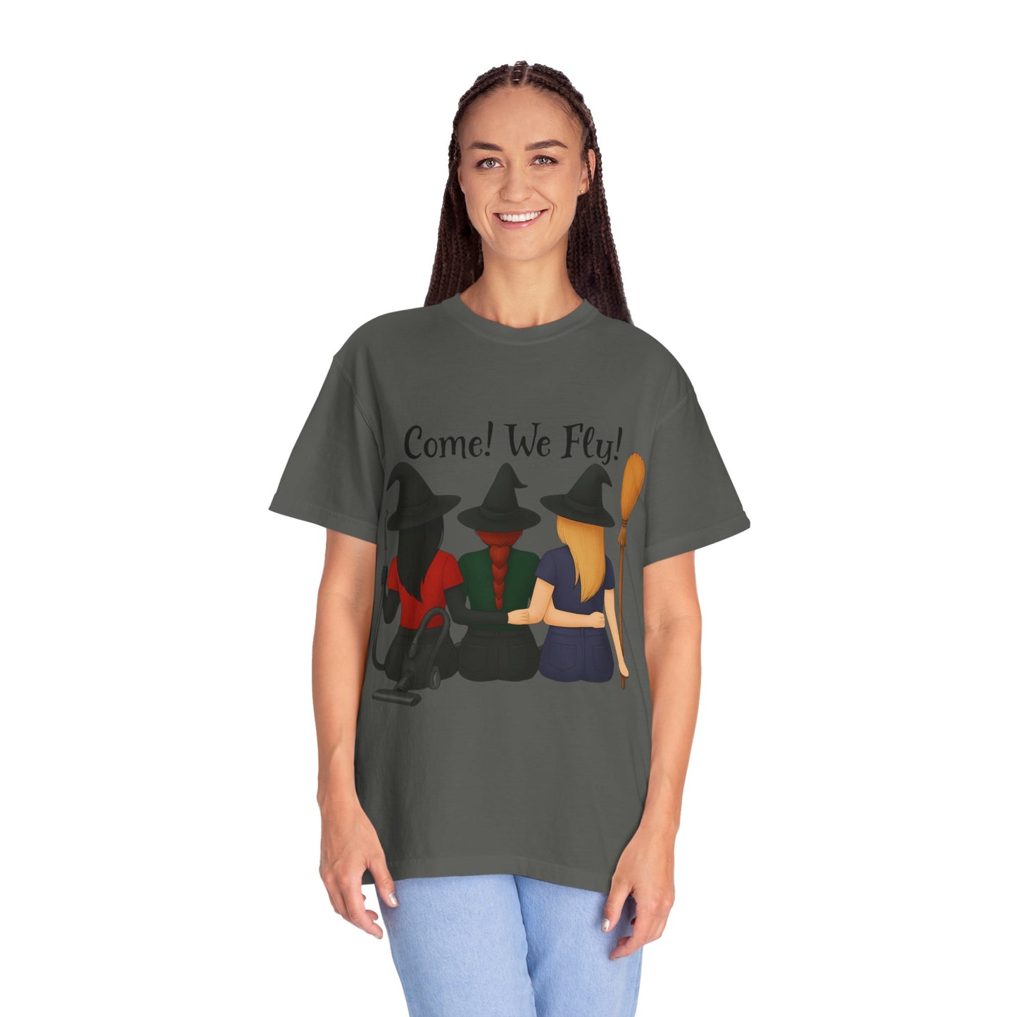 Witchy Halloween T-shirt - Come We Fly Unisex Garment-Dyed Tee