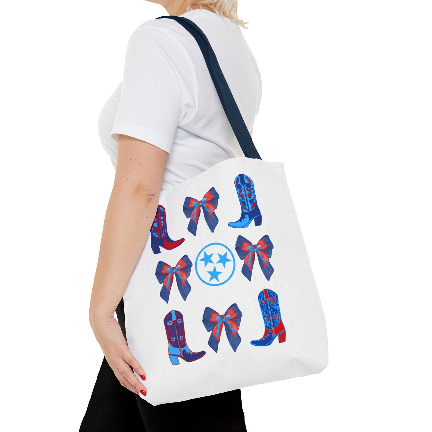 Tote Bag - Tennessee Titans Coquette Bow Design - Titan Up NFL Game Day Gift Nashville TN