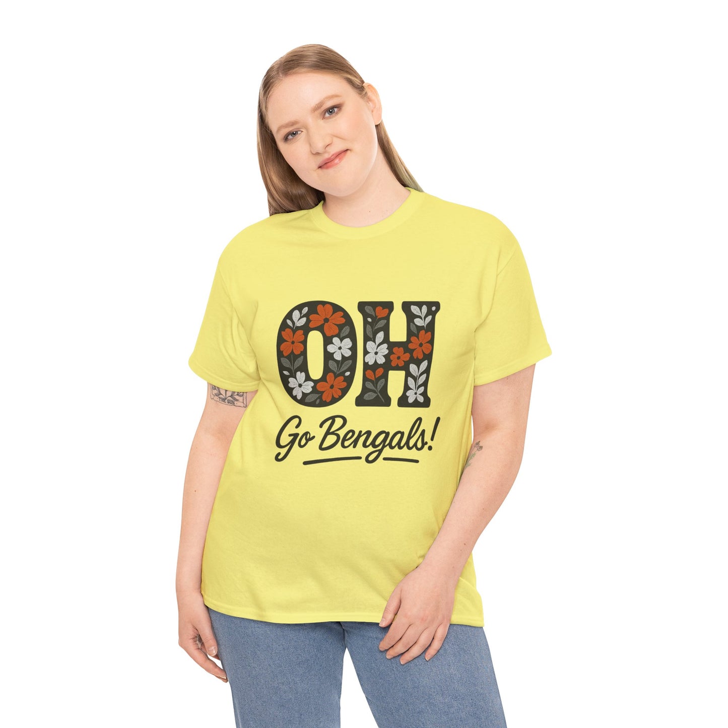 Bengals Floral Tee - Unisex Heavy Cotton