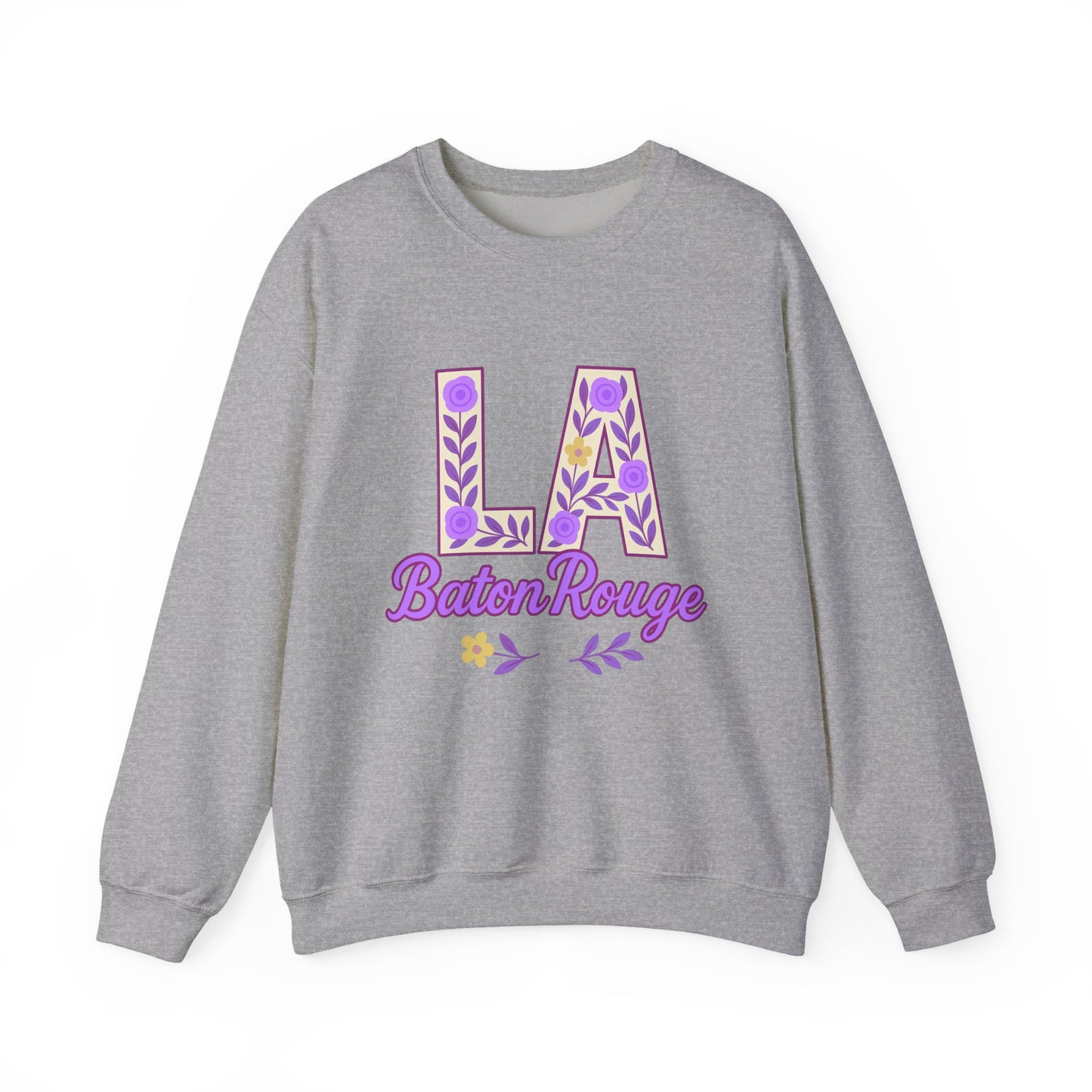 LA Baton Rouge Floral Sweatshirt, Cozy Crewneck for Fall, Gift for Friends, Casual Outing, Southern Style Apparel