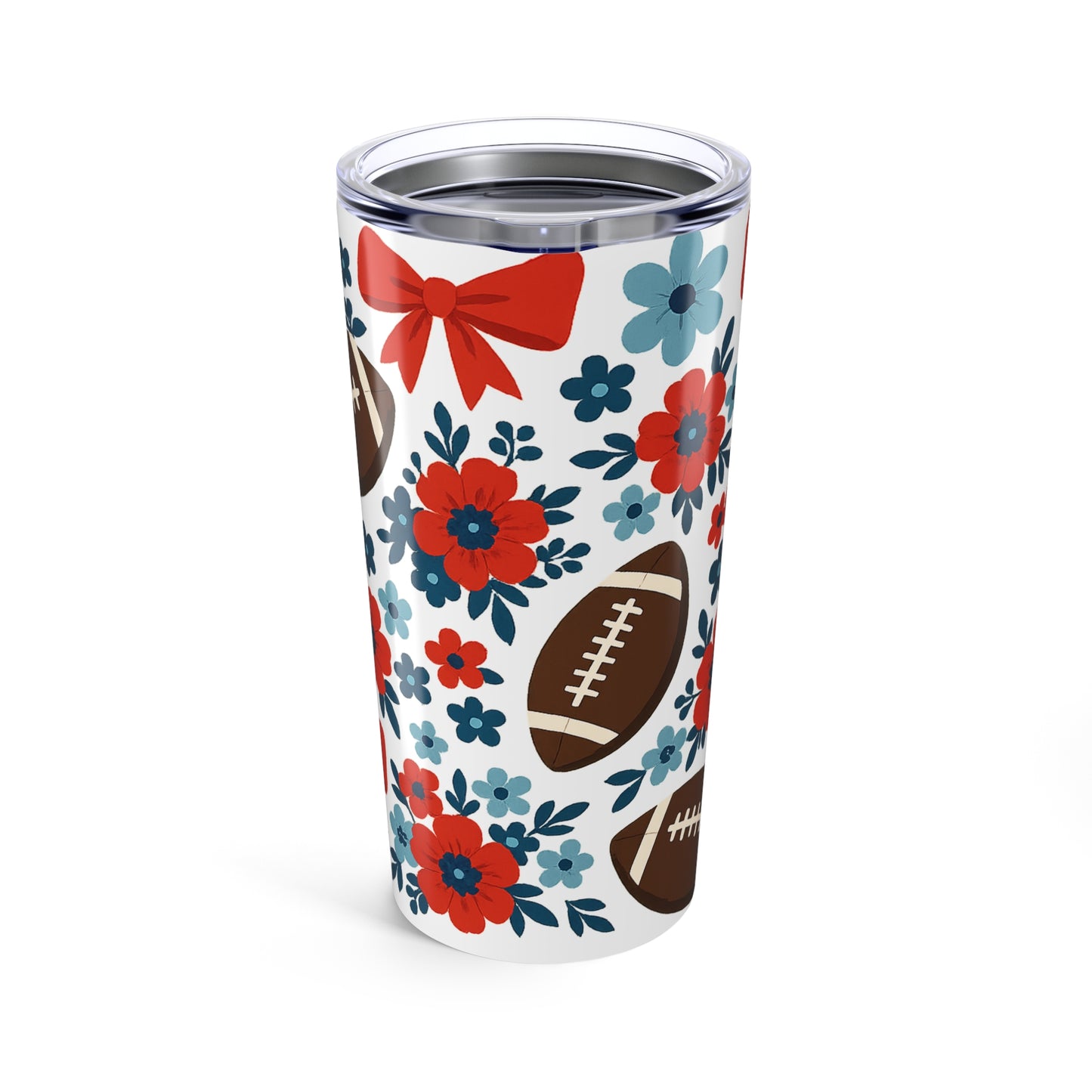 Floral Football Tumbler, 20oz Sports Cup, Gift for Fans, Spring Decor, Unique Barware, Tailgate Party, Tennessee Titans, Ole Miss Rebels