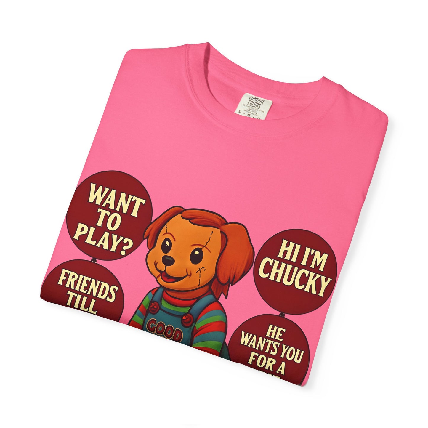 Spooky Graphic T-shirt, Halloween Costume Top, Unisex Tee, Funny Chucky Shirt, Gift for Horror Fans, Cute Spooky Apparel