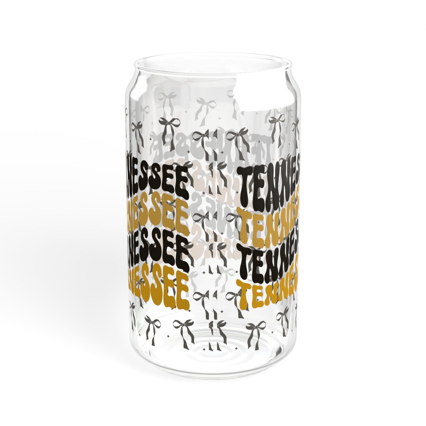 Coquette Bow Tennessee Sipper Glass, 16oz - Unique Glass Cup with Bamboo Lid for Drinks, Perfect for Home, Parties, vandy game day, tennessee gift, graduation gift