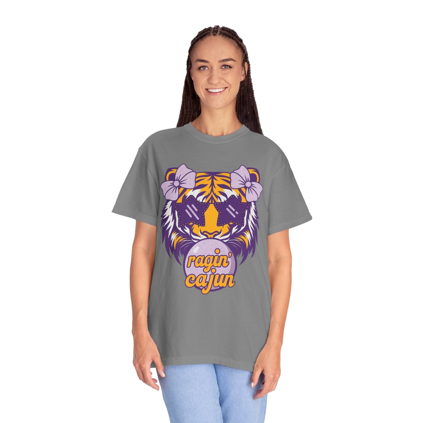 Ragin Cajun Bow Bubble Tiger T-Shirt - Casual Wear and Gift for Animal Lovers