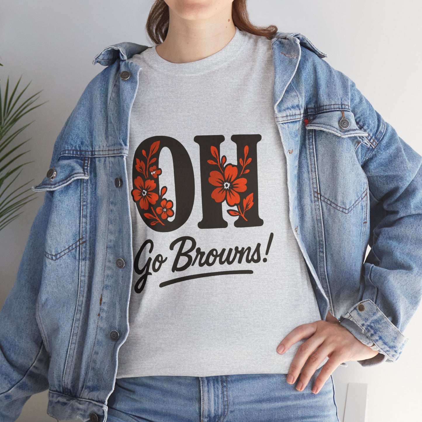 OH Go Browns Floral Unisex Tee, Fan Apparel, Game Day Shirt, Casual Wear, Gift for Sports Lovers