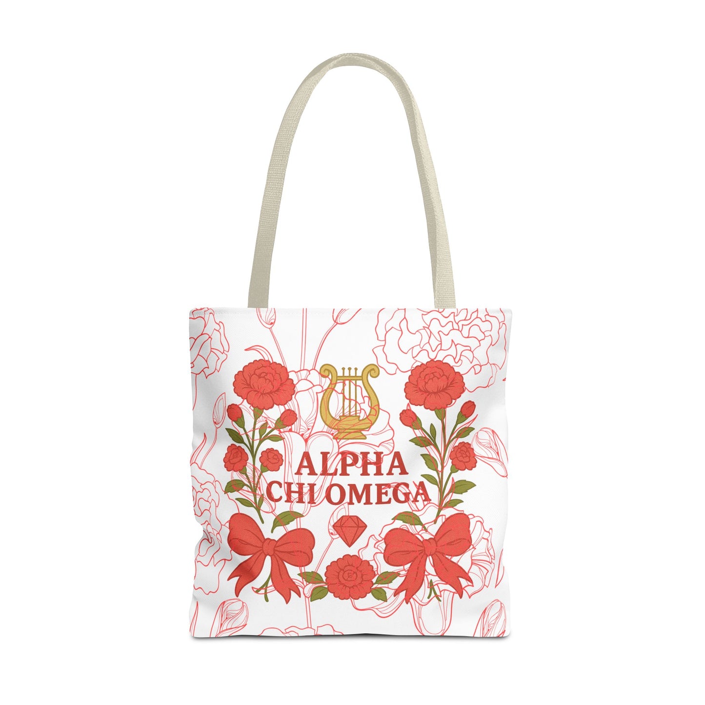 Floral Sorority Alpha Chi Omega Tote Bag, College Essentials, Gift for Sorority Sisters, Eco-Friendly Shopping Tote, Alpha Chi Omega Apparel