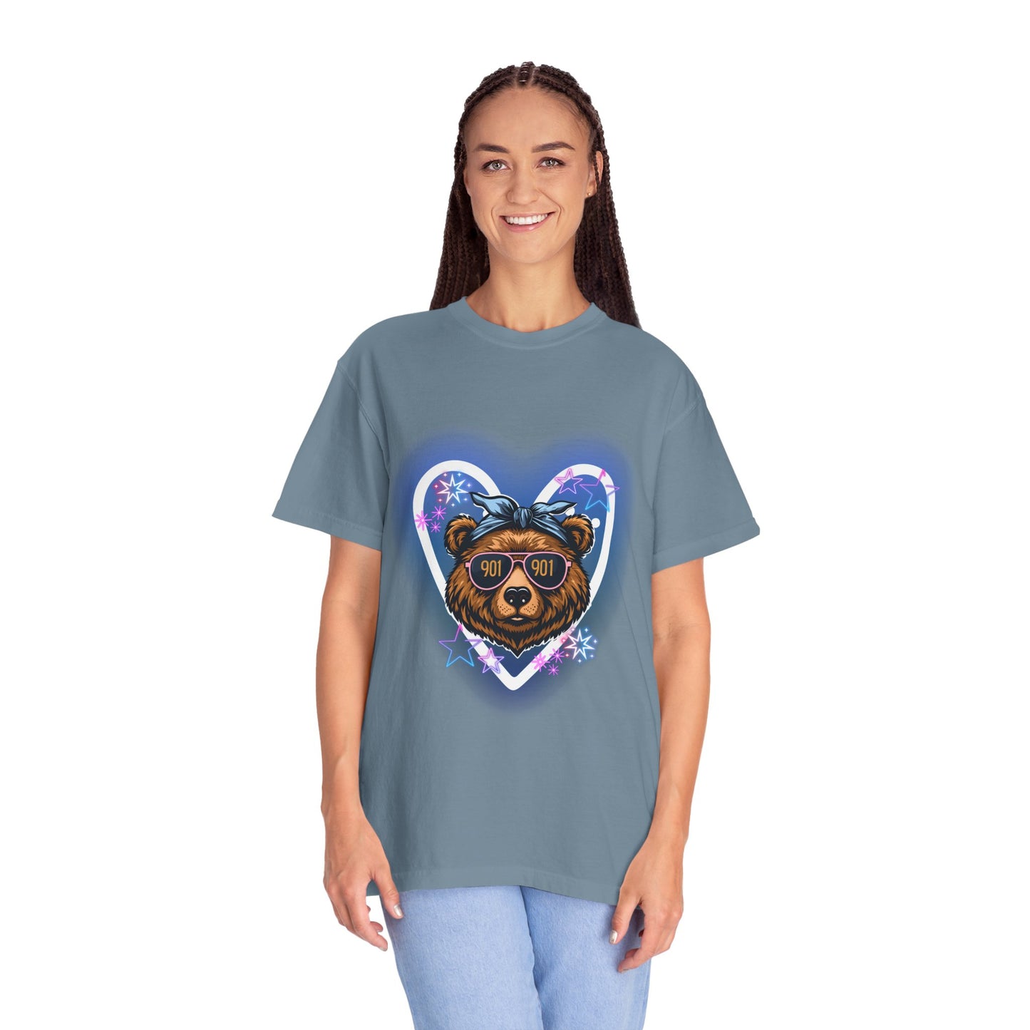 Neon Memphis Bear Graphic T-Shirt, Unisex Fashion Tee, Trendy Apparel, Memphis Grizz, 901 Memphis, Retro Design, Comfort Colors, Memphis Basketball Fan