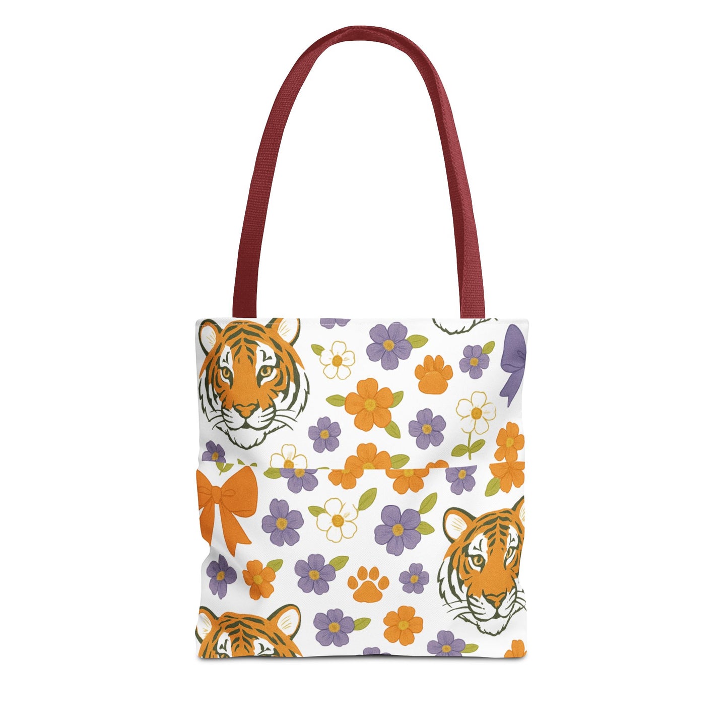 Whimsical Tiger Floral Tote Bag - Clemson Fan Gift, Graduation Gift, Alumni Gift, Cute Eco-Friendly Shopping Bag, Beach Bag, Gift for Animal Lovers, Spring & Summer Accessory
