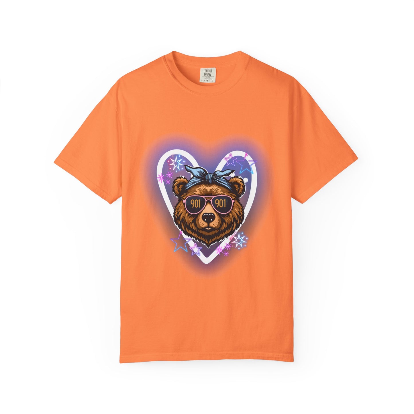 Neon Memphis Bear Graphic T-Shirt, Unisex Fashion Tee, Trendy Apparel, Memphis Grizz, 901 Memphis, Retro Design, Comfort Colors, Memphis Basketball Fan