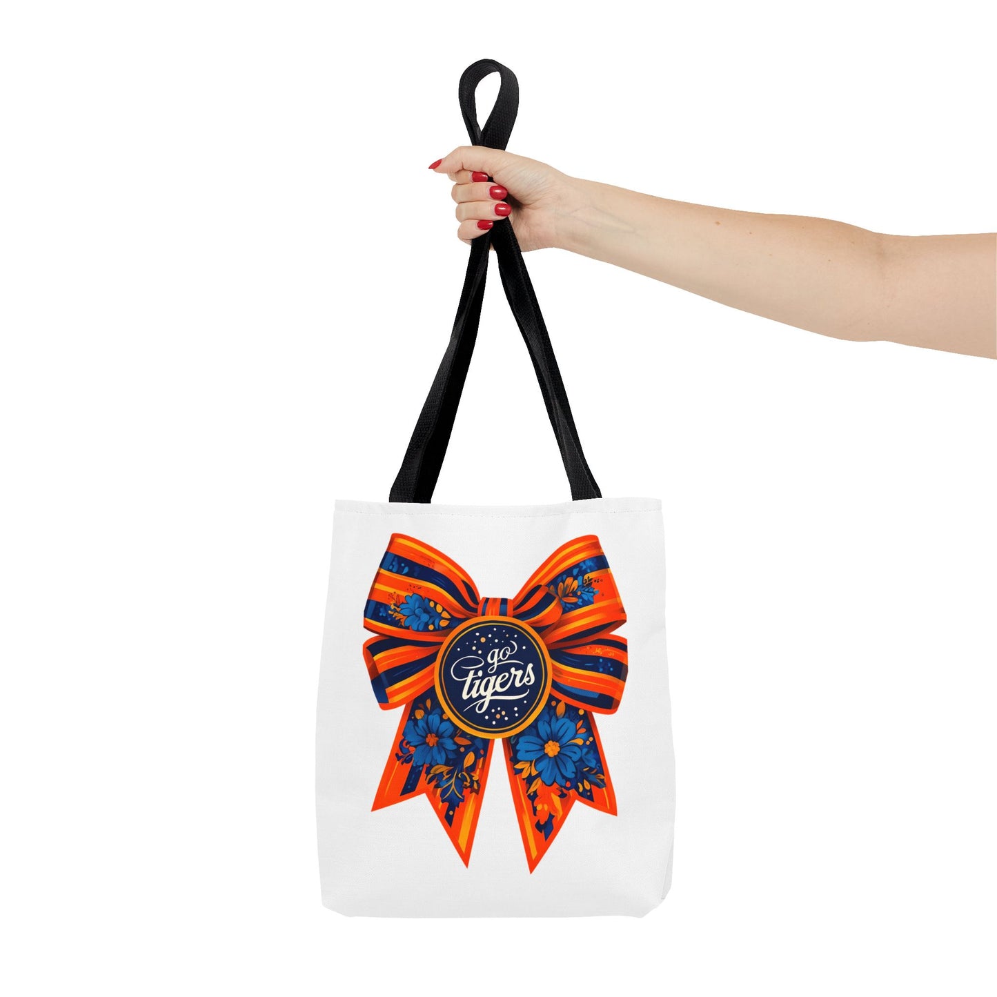 Cheerful Floral Tote Bag - Go Tigers, Sports Fan Gift, Custom Tote, Floral Design, Game Day Bag, Personalized Shopping Bag