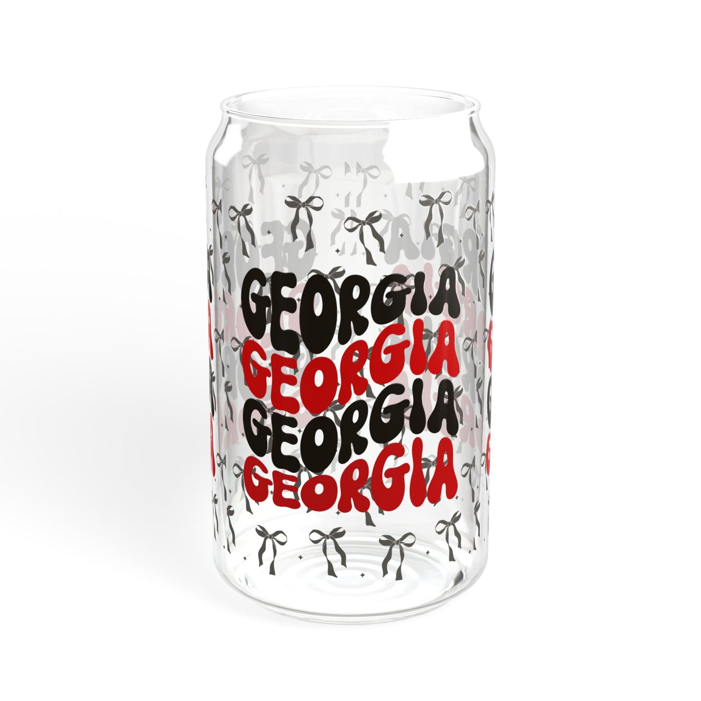 Coquette Bow Georgia Sipper Glass - 16oz | Fun Barware, Summer Drinkware, Trendy Glass, Party Essential, Gift for Georgia Lovers, UGA Game Day, Graduation Gift